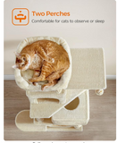 (Unassembled) - Cat Condo, cat  tree, 61-Inch Cat Tower with 5 Scratching Posts, 2 Perches, 2 Caves, Hammock, 2 Pompoms, Beige (1 Box, Unassembled)