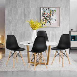 4 piece set,  Modern Dining Side Chair Wood Legs-Black