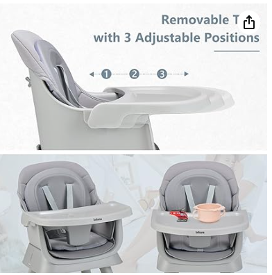 8 in 1 Baby High Chair, Convertible Highchair with with Removable Tray (Grey)