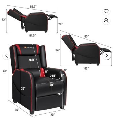 Home Massage Gaming Recliner Chair- Red, FULLY ASSEMBLED