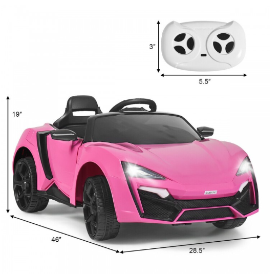 12V 2.4G RC Electric Vehicle with Lights-Pink (Customer Return)