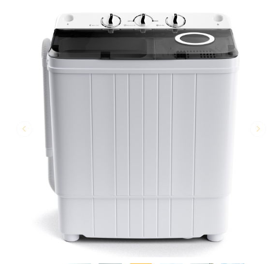 17.6lbs Compact Portable Washer Twin Tub Combo with Pump Drain