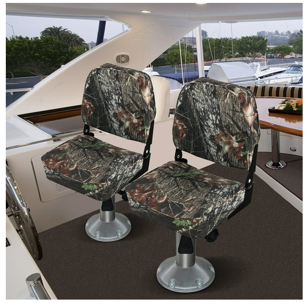 Costway 2-Piece Folding Boat Seat Set with Sponge Padding & Aluminum Hinges Low Back