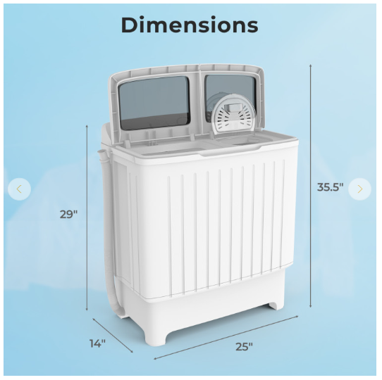 20 lbs Portable Washing Machine with Built-in Gravity Drain - Blue/White