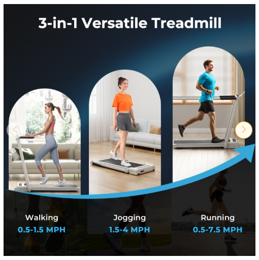 3-in-1 Foldable Treadmill with Removable Desk Workstation and Remote Control (Max 220lbs)