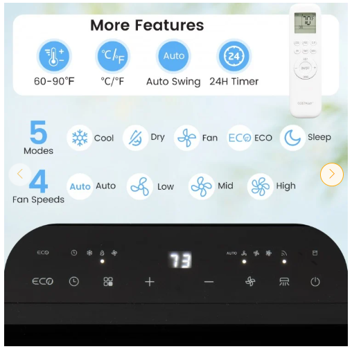 SPECIAL - 14000 BTU Inverter Portable Air Conditioner 3 in 1 Wifi Enabled AC Unit (1 Box)