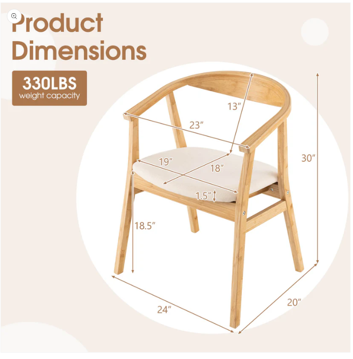 Bamboo Accent Chair with Armrest and Curved Backrest-Natural   (Scratch and Dent)