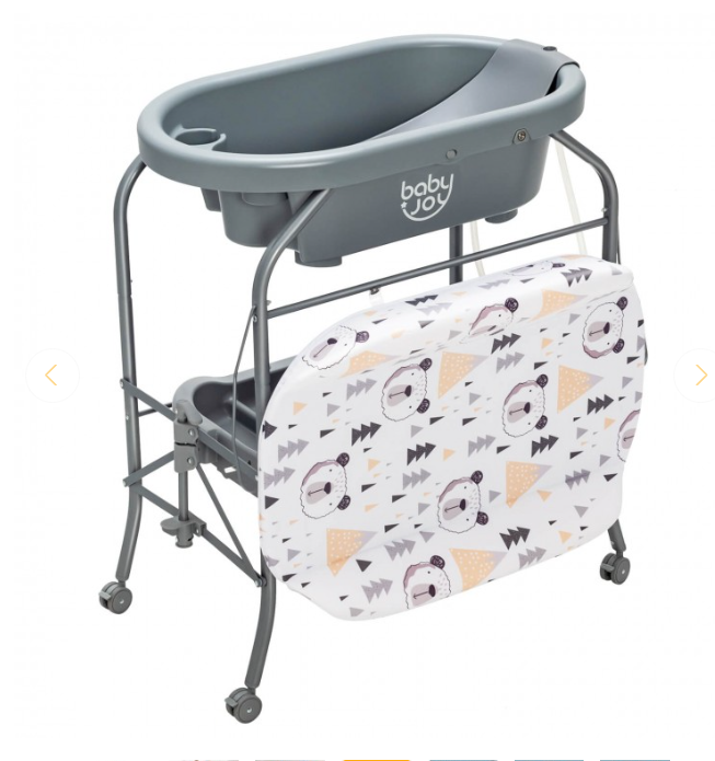 Folding Baby Changing Table with Bathtub and 4 Universal Wheels