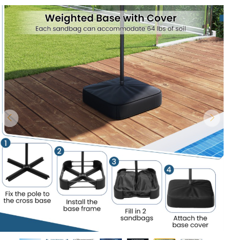 13FT Double-sided Patio Umbrella with Solar Lights - Navy (Assembled)