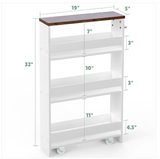 Kitchen Slim Storage Cart 4 Tier, Rolling Side Storage Cabinet w/Handle - Assembled