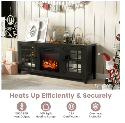 58 Inches Fireplace TV Stand  with 1400W Electric Fireplace (Scratch and Dent)
