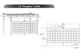 White Vinyl Trellis Wall for Pergola - 75'' H X 134'' W - Unassembled