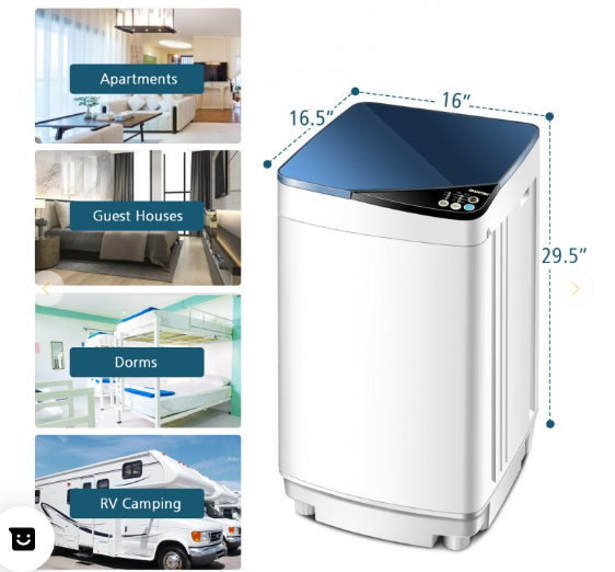 Full-automatic Washing Machine 7.7 lbs Washer / Spinner Germicidal (Grey/White)