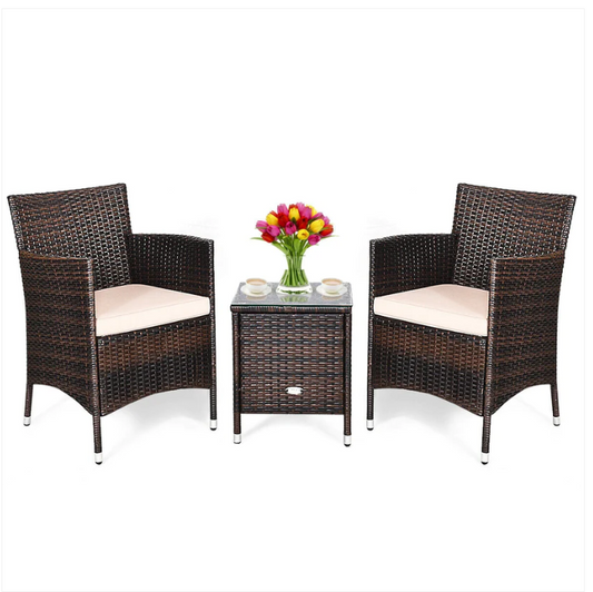 3 PCS PE Rattan Wicker Furniture Set , Fully Assembled