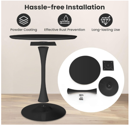 32 Inches Round Dining Table, Modern Tulip Kitchen Table for 2 to 4 Person, Metal Round Pedestal Table for Apartment, Small Space, Cafe (assembled)