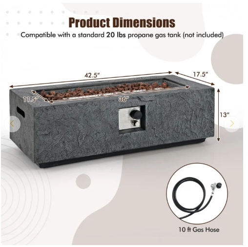 SPECIAL - 42.5 Inch 50000 BTU Fire Pit Table Set with Stainless Steel Burner