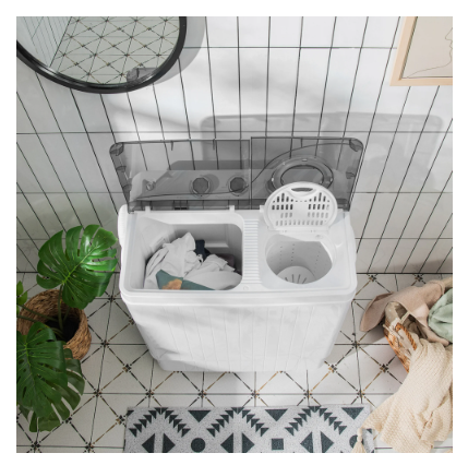26lbs Portable Semi-automatic Washing Machine W/Built-in Drain Pump - Grey
