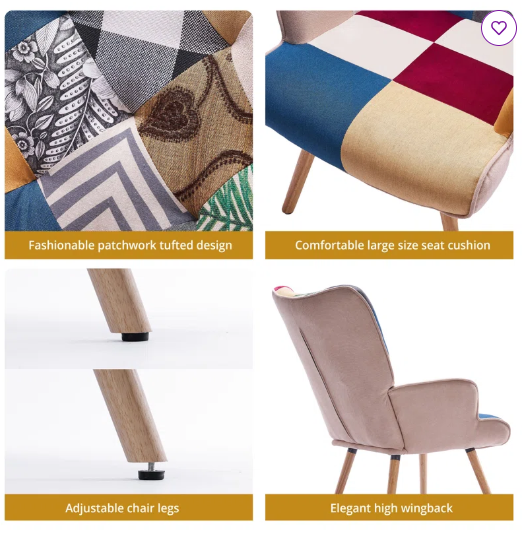 Heidegard Colorful Patchwork Reading Chair