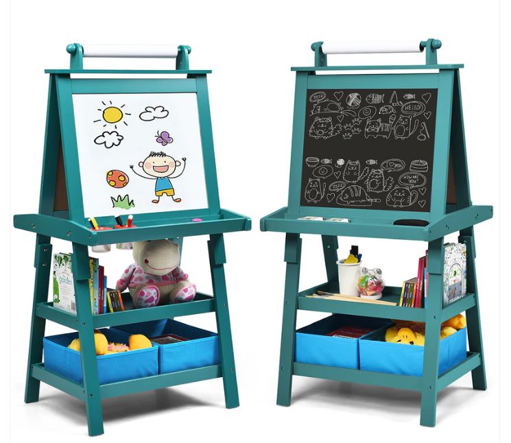 3-in-1 Double-Sided Storage Art Easel, Assembled, Scratch & Dent