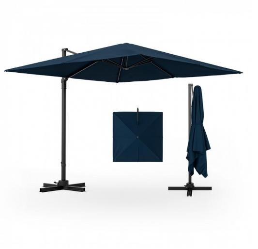 9.5 Feet Square Patio Cantilever Umbrella with 360° Rotation-Navy