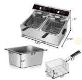 3400W Dual Tank Electric Countertop Deep Fry