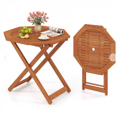 NO TAX - Octagon Folding Patio Table with 2 Inches Umbrella Hole