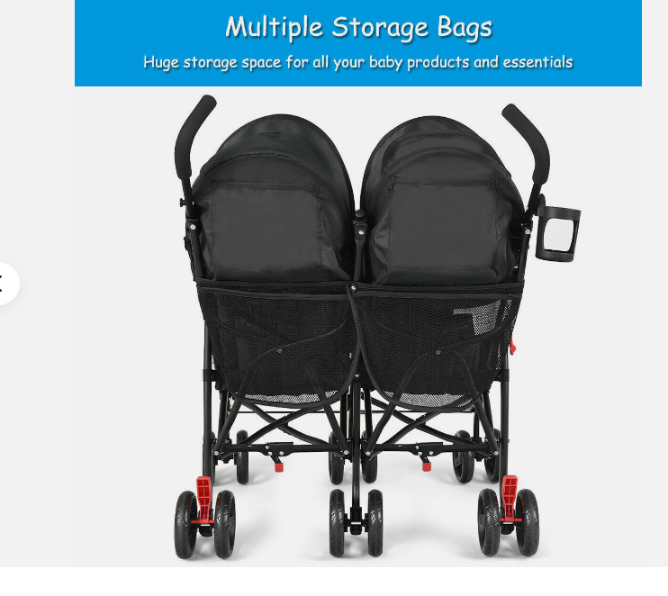 Foldable Twin Baby Double Stroller Ultralight Umbrella Kids Stroller