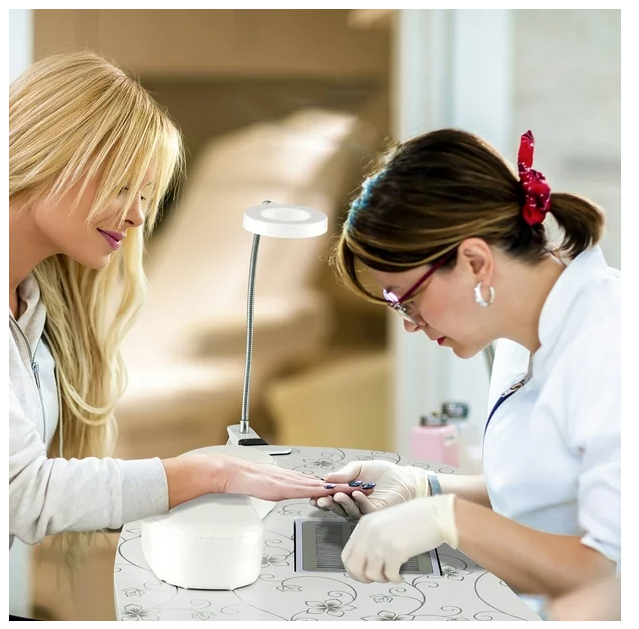 Manicure Nail Table with Bendable USB-plug LED Table Lamp-White (No Carry Bag)