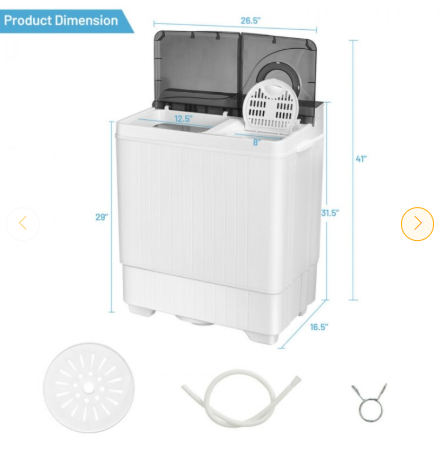 26lbs Portable Semi-automatic Washing Machine W/Built-in Drain Pump - Grey