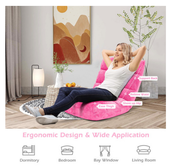 *SPECIAL* - Modern Pink Velvet 14-Position Floor Chair