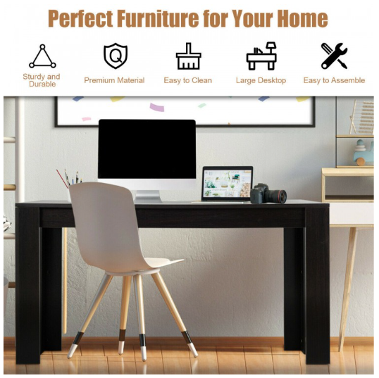 63 Inch Rectangular Modern Dining Kitchen Table for 6 People-Black (Assembled)
