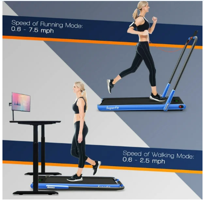 CLEARANCE SPECIAL-Folding Under Desk Treadmill-Blue(Max265 LBS)-Shipping Damage