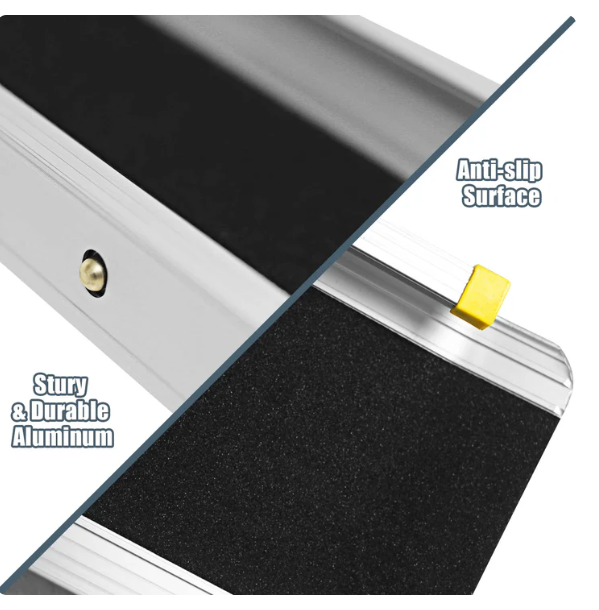Adjustable  Wheelchair  Aluminum Ramp, with safety channels