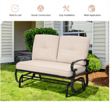 2 Seats Outdoor Swing Glider Chair with Comfortable Cushions - Assembled