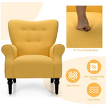 Comfortable Modern Chair w/Rubber Wood Legs, Yellow