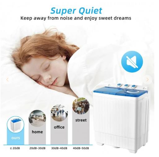 26lbs Portable Semi-Automatic Twin Tub Washing Machine with Drain Pump- Blue/White