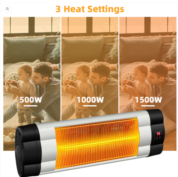 1500W Adjustable Infrared Wall-Mounted Patio Heater with Remote Control