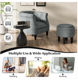 Modern Accent Chair with Ottoman Armchair Barrel Sofa Chair and Footrest-Grey