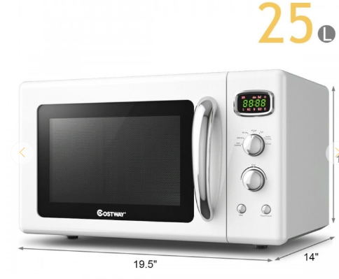 0.9 Cu.ft Retro Countertop Compact Microwave Oven-White