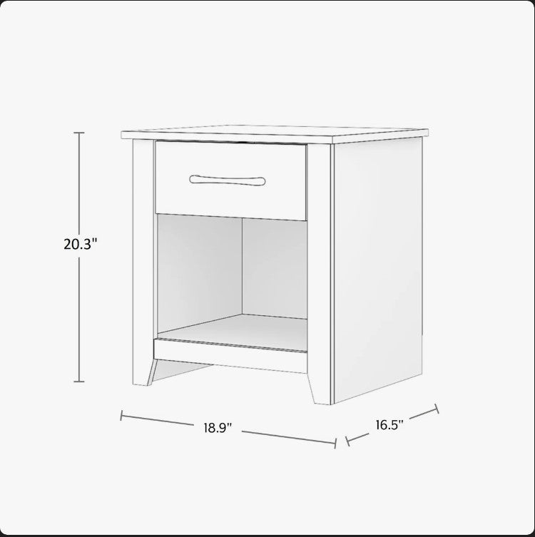 Walter 20.3" 1 Drawer Nightstand, Black - Assembled
