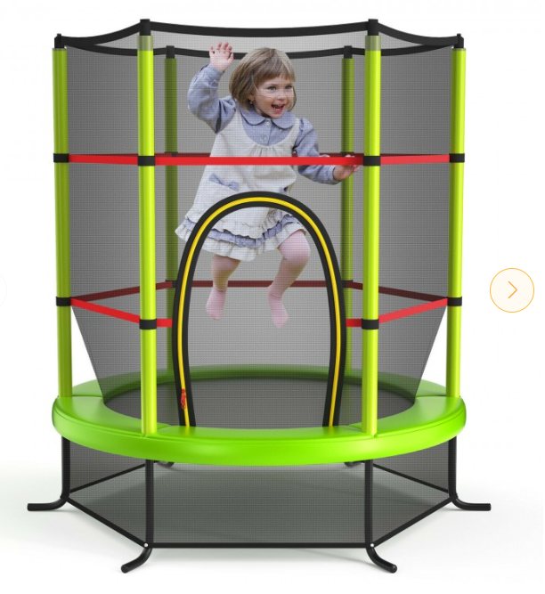 55 Inch Kids Trampoline Bouncing Jumping Mat with Enclosure Net - Customer Return