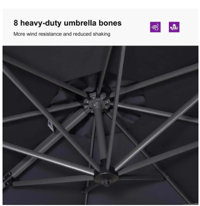 11 FT Outdoor Patio Umbrella with 360° Rotation and Adjustable Tilt-Grey