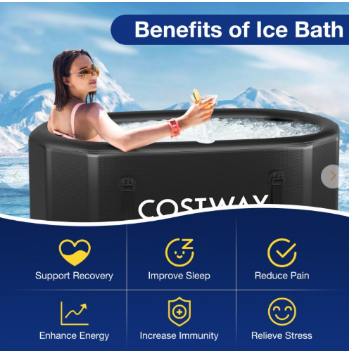 Portable Ice Bath Tub for Home with Lid and Protective Cover-Black