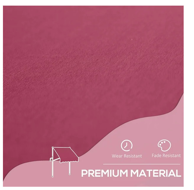 6.6'x5' Manual Retractable Patio Awning Sun Shelter, Wine Red