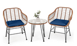 3PCS Patio Rattan Bistro Set Coffee Table Armchair Garden w/Cushion