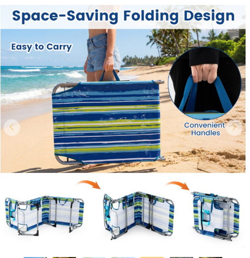 Portable Folding Chaise Lounge Chair with 4-Position Adjustable Backrest for Patio