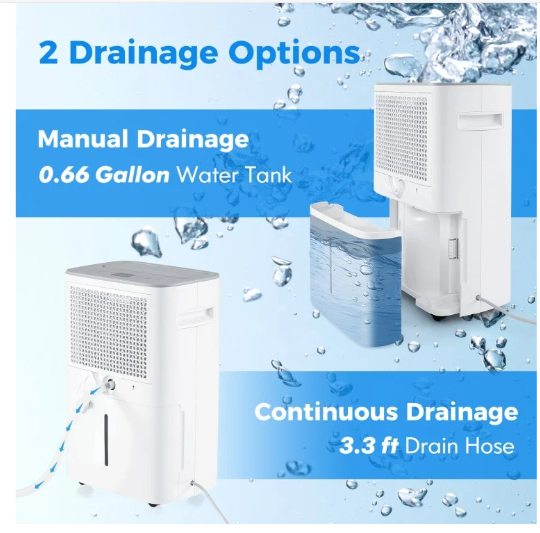 52 Pint Dehumidifier with Auto Drain or Manual Drainage for Home Basement