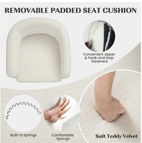 Sherpa Chair with Ottoman - White, customer return special, slightly marked