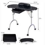 Manicure Nail Table Portable Station Desk - Black