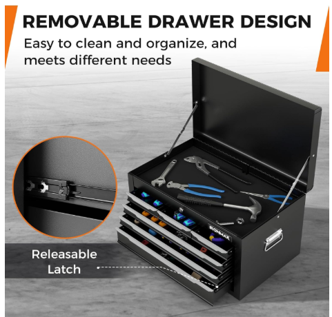 IRONMAX 6 Drawer Tool Box, 24" Lockable Toolbox with Top Tray (Scratch and Dent)